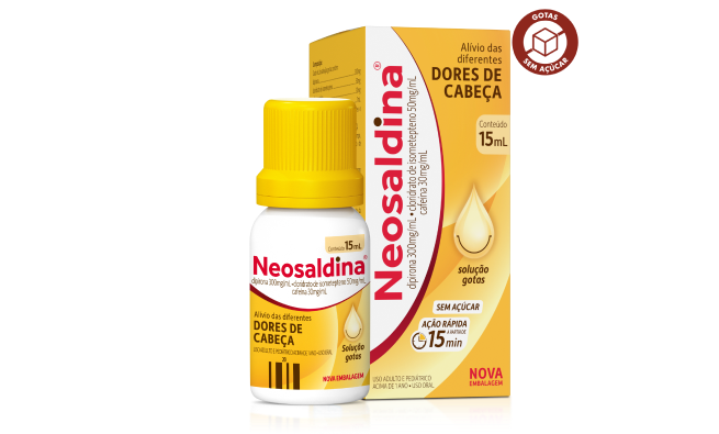 embalagem do produto neosaldina, apresentação em gotas